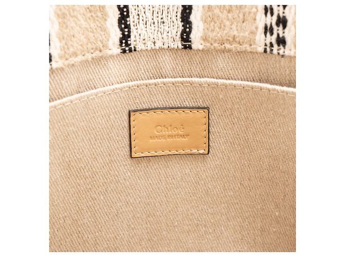 CHLOÉ - Sac Cabas Woody Chloé em lona e couro bege e preto - vista 5
