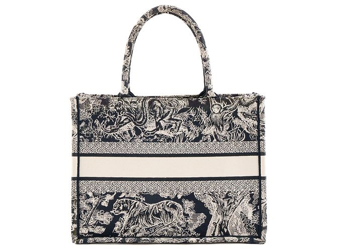 DIOR - Bolso Cabas Book Tote Medium Dior en toile de Jouy beige y azul Azul marino - vista 3