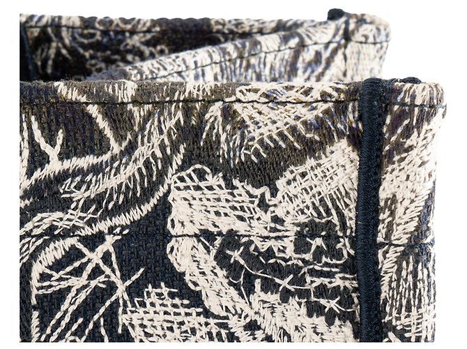 DIOR - Bolso Cabas Book Tote Medium Dior en toile de Jouy beige y azul Azul marino - vista 5