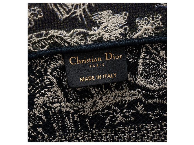 DIOR - Bolso Cabas Book Tote Medium Dior en toile de Jouy beige y azul Azul marino - vista 6