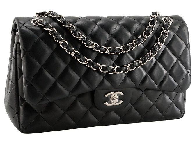 CHANEL - Borsa a tracolla Classique/Timeless Jumbo Chanel in pelle liscia nera Nero - vista 2