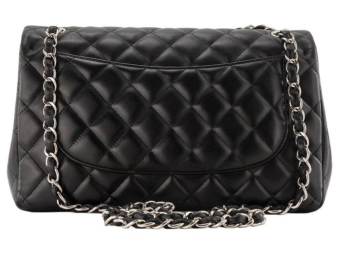 CHANEL - Borsa a tracolla Classique/Timeless Jumbo Chanel in pelle liscia nera Nero - vista 3