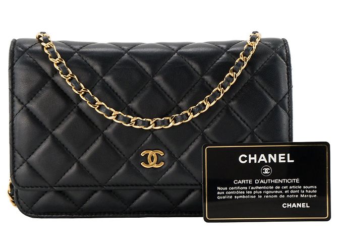 CHANEL - Bolsa de ombro Wallet On Chain Classic/Timeless Chanel em couro liso preto - vista 11