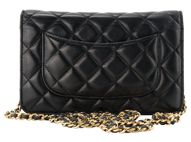 CHANEL - Bolsa de ombro Wallet On Chain Classic/Timeless Chanel em couro liso preto - vista 3