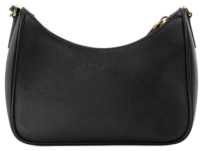 PRADA - Re-Edition 2005 Prada Schultertasche aus schwarzem Saffiano-Leder - Ansicht 4