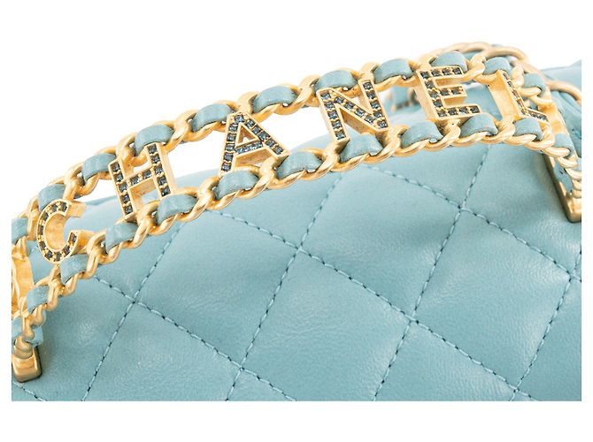 CHANEL - Borsa a tracolla Classique/Timeless Top Handle Chanel in pelle liscia blu - vista 5