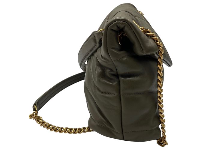 Autre Marque Borsa a tracolla Saint Laurent Small Loulou Puffer Monogram in nappa matelassé verde oliva - vista 2