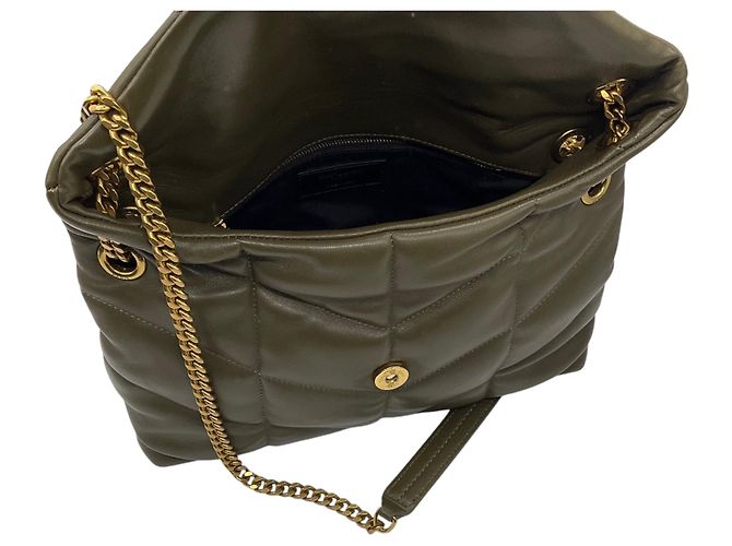 Autre Marque Borsa a tracolla Saint Laurent Small Loulou Puffer Monogram in nappa matelassé verde oliva - vista 6