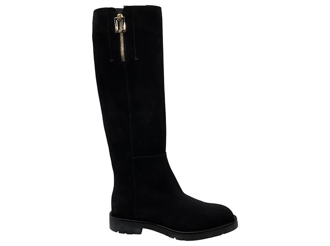 Roger Vivier Black Suede Leather Tall Riding Boots - view 2