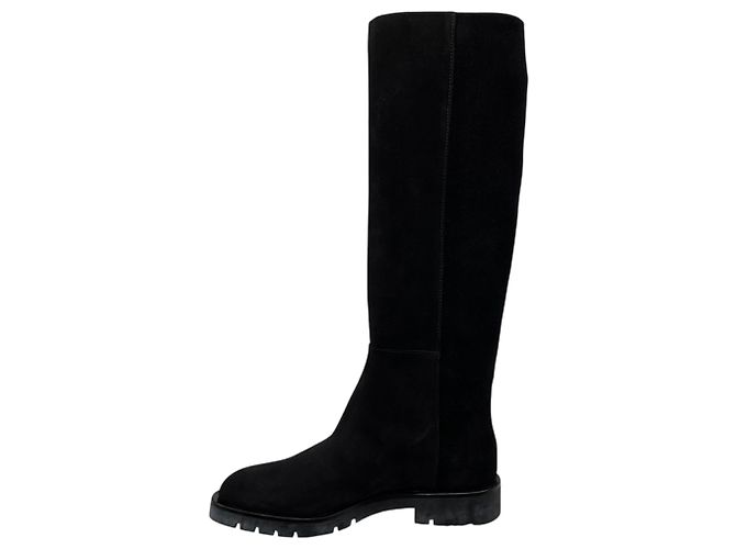 Roger Vivier Black Suede Leather Tall Riding Boots - view 3