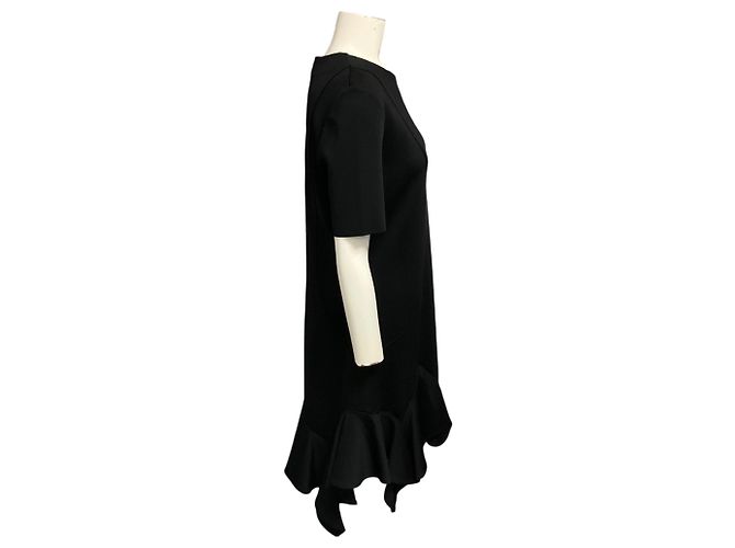 Vestido midi acampanado con volantes y manga corta Givenchy negro - vista 2