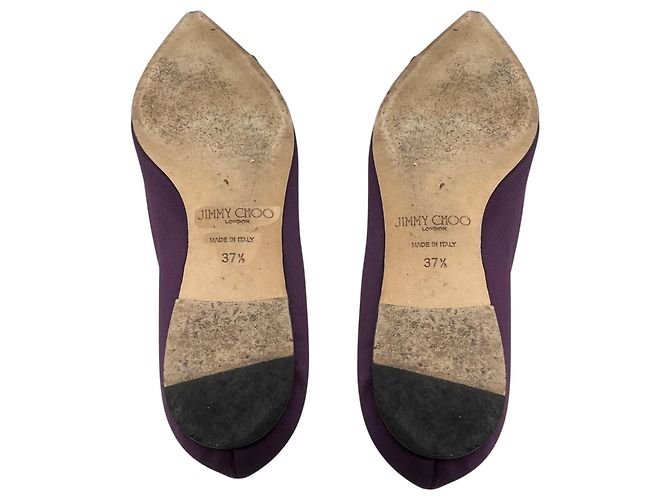 Jimmy Choo Ballerine in raso con punta a s punta e cristalli viola - vista 6