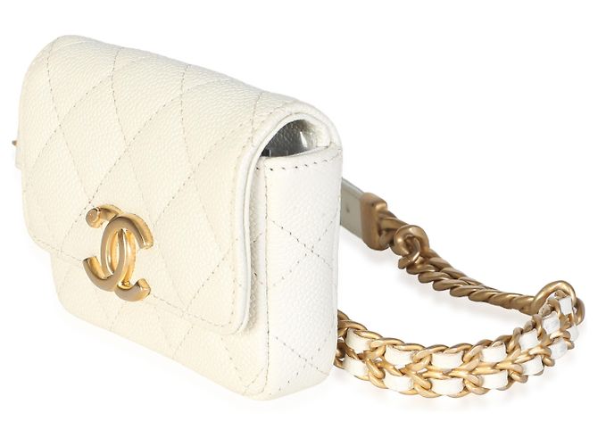Gabrielle Borsa cintura a catena Chanel Melody in pelle caviar matelassé bianca - vista 3