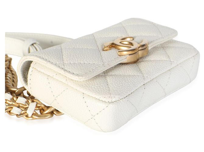 Gabrielle Borsa cintura a catena Chanel Melody in pelle caviar matelassé bianca - vista 5