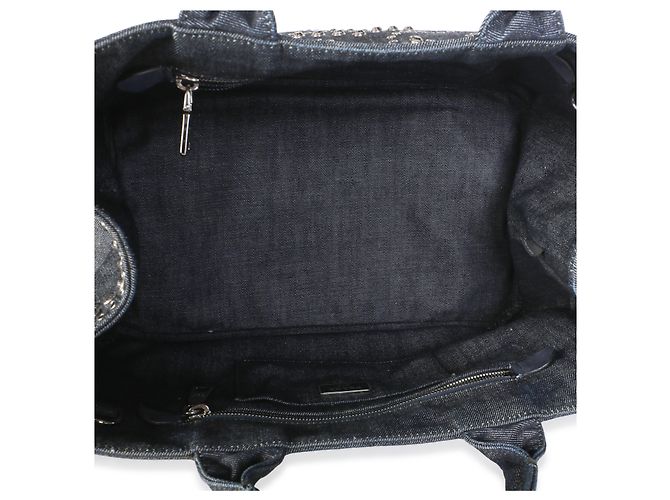 Prada Canapa Denim Tote in Blau mit Kristallbesatz - Ansicht 5
