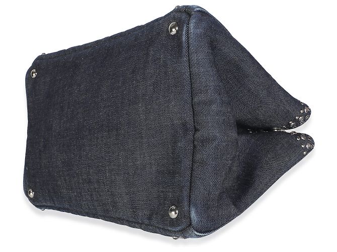 Prada Canapa Denim Tote in Blau mit Kristallbesatz - Ansicht 6