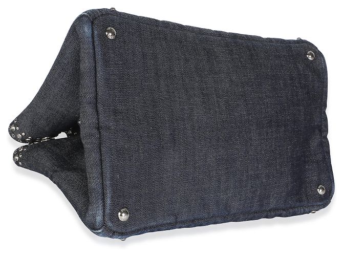 Prada Canapa Denim Tote in Blau mit Kristallbesatz - Ansicht 7