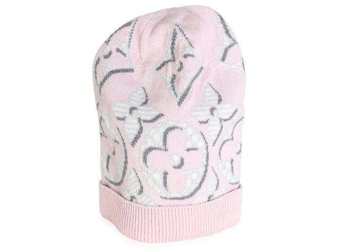 Louis Vuitton Pink Multicolor Wool Monogram Giant Pop Beanie - view 3