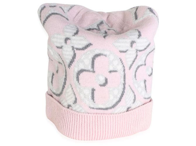 Louis Vuitton Pink Multicolor Wool Monogram Giant Pop Beanie - view 4