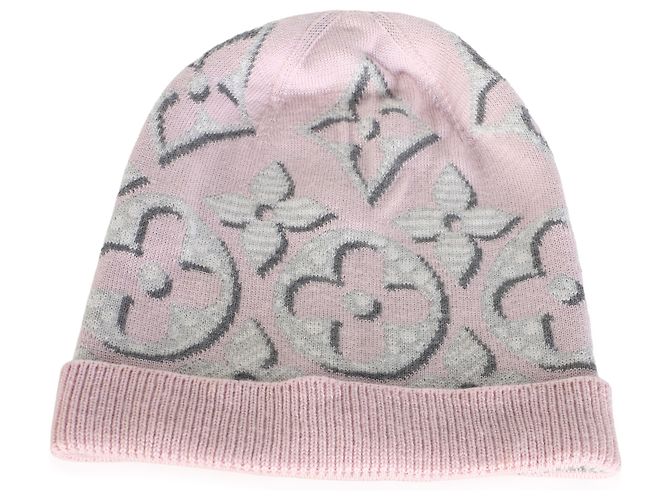 Louis Vuitton Pink Multicolor Wool Monogram Giant Pop Beanie - view 6