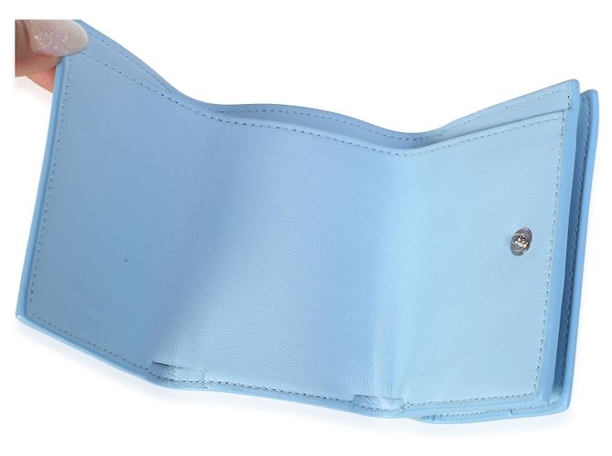 Autre Marque Portafoglio Tri-Fold Saint Laurent Blue Yellow Grain De Poudre Ombre - vista 5