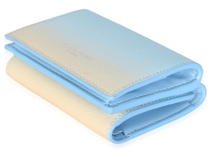 Autre Marque Portafoglio Tri-Fold Saint Laurent Blue Yellow Grain De Poudre Ombre - vista 6