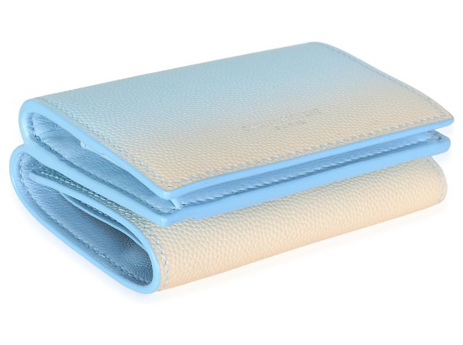 Autre Marque Portafoglio Tri-Fold Saint Laurent Blue Yellow Grain De Poudre Ombre - vista 7