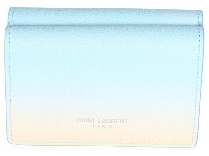 Autre Marque Portafoglio Tri-Fold Saint Laurent Blue Yellow Grain De Poudre Ombre - vista 8