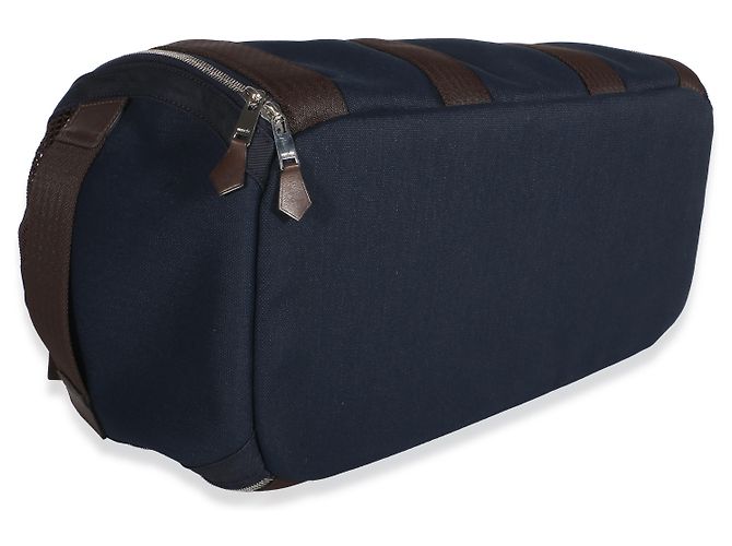 Transport pour chien Hermès en toile Navy PHW Marron Bleu - vue 5