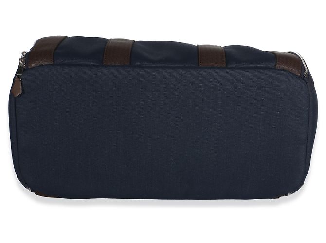 Transport pour chien Hermès en toile Navy PHW Marron Bleu - vue 6