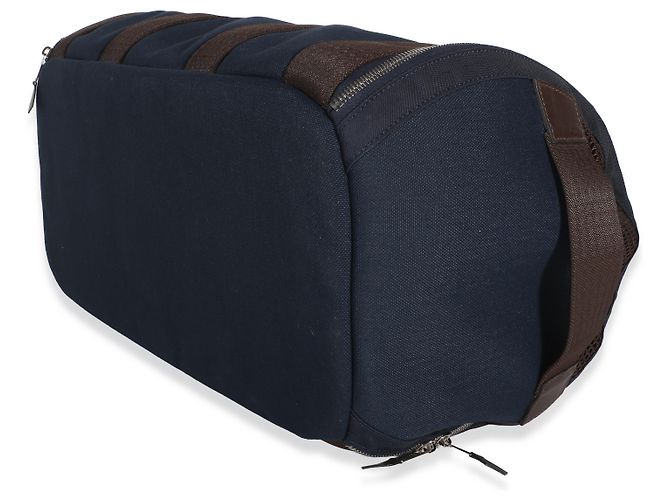 Transport pour chien Hermès en toile Navy PHW Marron Bleu - vue 7