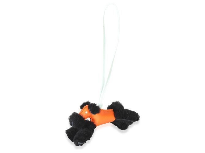 Hermès Black Feu Vert Peppermint Milo Lambskin Shearling Budy Charm - vista 3