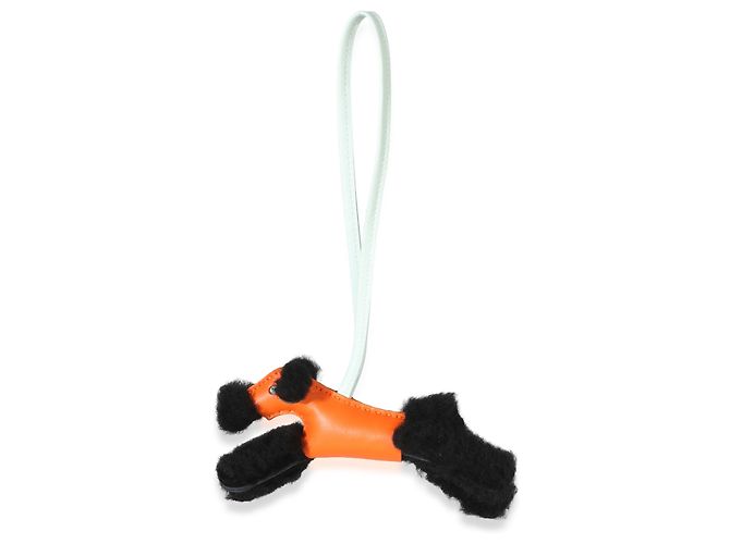 Hermès Black Feu Vert Peppermint Milo Lambskin Shearling Budy Charm - vista 4