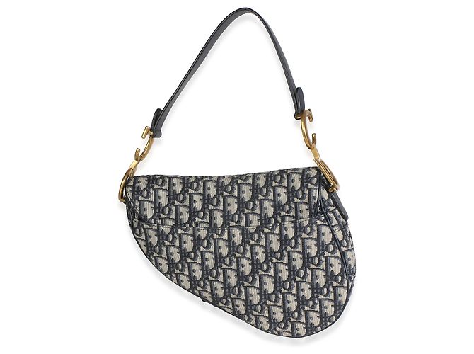 Christian Dior Medium Saddle Bag aus Blue Oblique Jacquard-Canvas - Ansicht 2