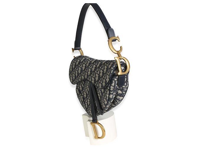 Christian Dior Medium Saddle Bag aus Blue Oblique Jacquard-Canvas - Ansicht 3
