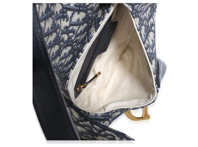 Christian Dior Medium Saddle Bag aus Blue Oblique Jacquard-Canvas - Ansicht 5