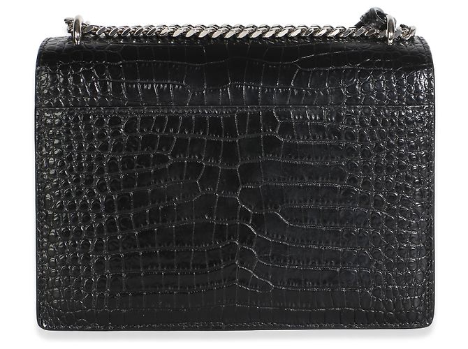 Autre Marque Borsa Sunset Medium Monogram in pelle di vitello embossed croc nera Saint Laurent Nero - vista 2