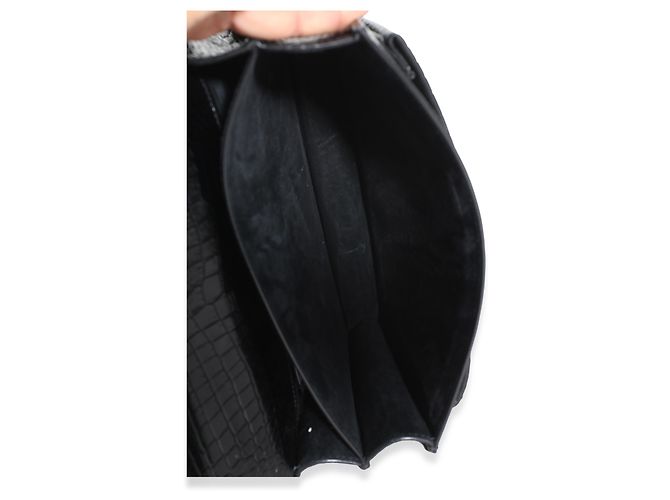 Autre Marque Borsa Sunset Medium Monogram in pelle di vitello embossed croc nera Saint Laurent Nero - vista 5