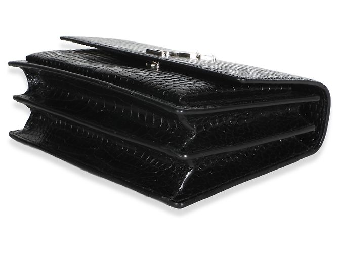 Autre Marque Borsa Sunset Medium Monogram in pelle di vitello embossed croc nera Saint Laurent Nero - vista 6