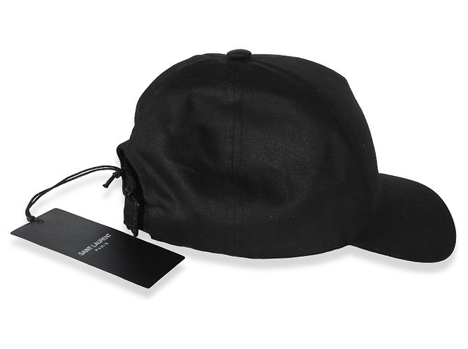 Autre Marque Saint Laurent Baseballkappe aus schwarzer Gabardine-Baumwolle mit gesticktem Logo Medium - Ansicht 2