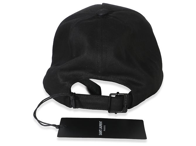 Autre Marque Saint Laurent Baseballkappe aus schwarzer Gabardine-Baumwolle mit gesticktem Logo Medium - Ansicht 4