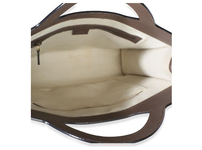 Gucci Beige GG Supreme Canvas Textured Calfskin Web Medium Ophidia Slip Handle T - Ansicht 5