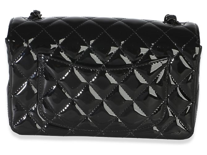 Gabrielle Borsa Chanel So Black Mini Rectangular Flap in pelle verniciata matelassé Nero - vista 2