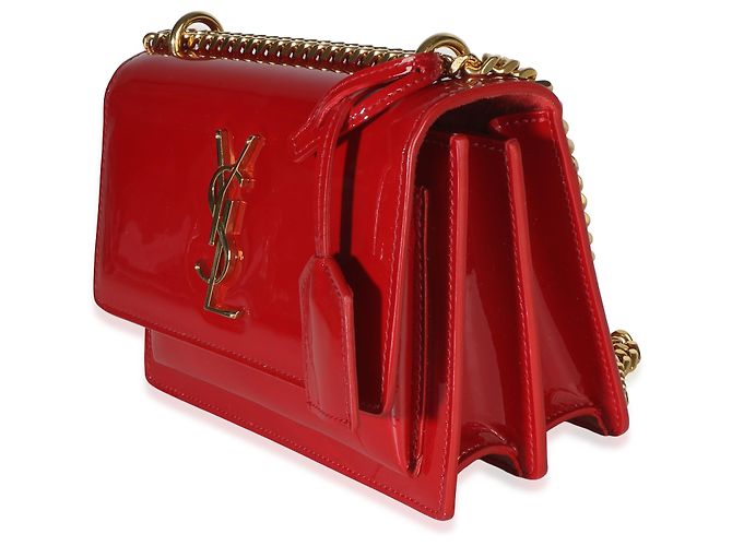 Autre Marque Saint Laurent Borsa a Catena Sunset Monogramma Piccola in Vernice Rossa - vista 3
