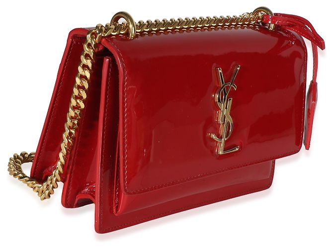 Autre Marque Saint Laurent Borsa a Catena Sunset Monogramma Piccola in Vernice Rossa - vista 4