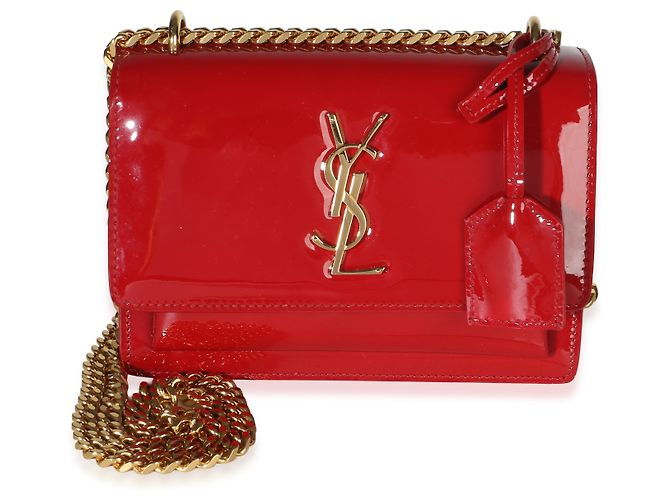 Autre Marque Saint Laurent Borsa a Catena Sunset Monogramma Piccola in Vernice Rossa - vista 8