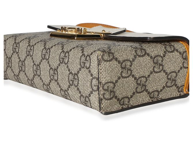 Bolsa de Ombro e Mão Mini Padlock Gucci em Lona GG Supreme Laranja - vista 6