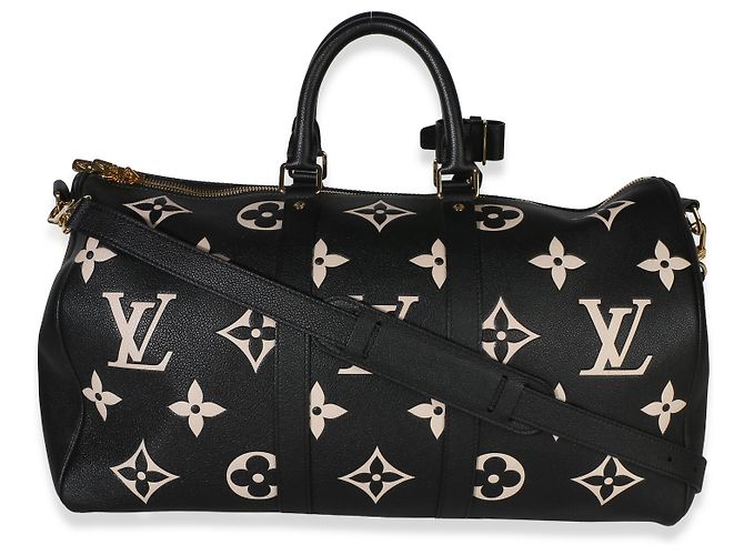 Louis Vuitton Black Cream Giant Monogram Empreinte Keepall Bandouliere 45 - vista 2
