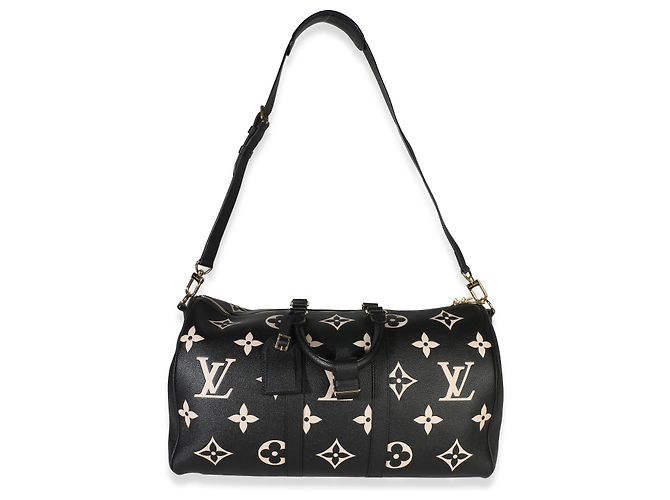 Louis Vuitton Black Cream Giant Monogram Empreinte Keepall Bandouliere 45 - vista 5