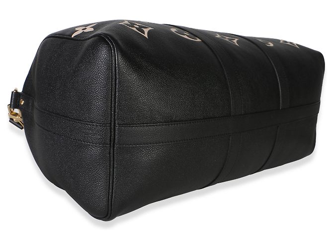Louis Vuitton Black Cream Giant Monogram Empreinte Keepall Bandouliere 45 - vista 7